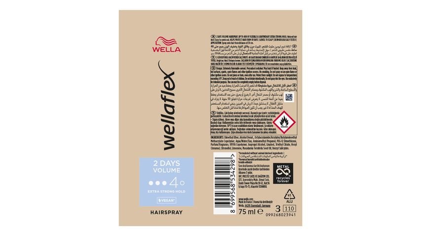 Wella Wellaflex 2 Gün Boyunca Hacim Veren Saç Spreyi Extra Strong Hold 75 ml