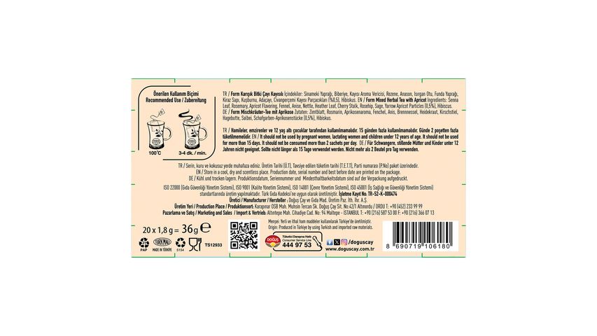 Doğuş Apricot Form Tea 20 pcs