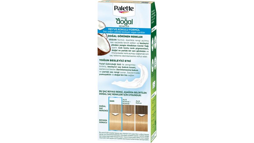 Palette Kalıcı Doğal Renkler Saç Boyası 10-0 Açık Sarı