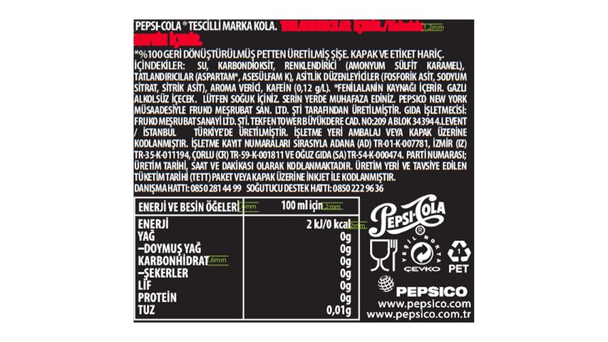 Pepsi Zero Sugar Kola Pet 1 L