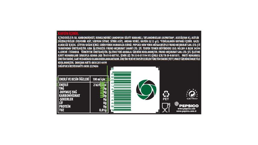 Pepsi Zero Sugar Kola Pet 1,5 L