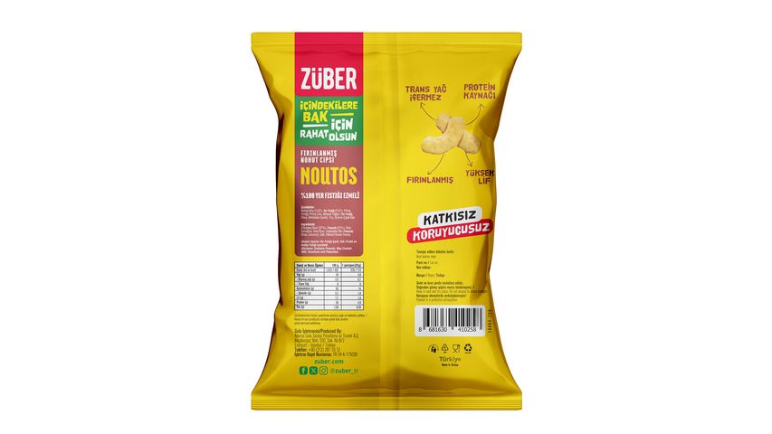 Züber Noutos %100 Fıstık Ezmeli Nohut Cips 55 g
