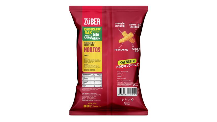 Züber Noutos Chili Aromalı Fırınlanmış Nohut Cipsi 75 g