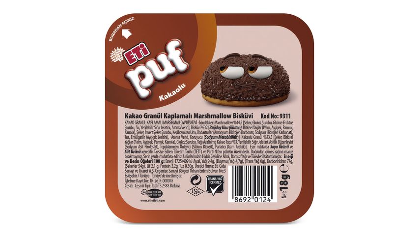 Eti Puff Cocoa Biscuits 18 g