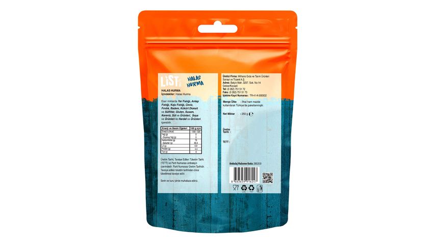 List Nuts Halas Hurma 250 g
