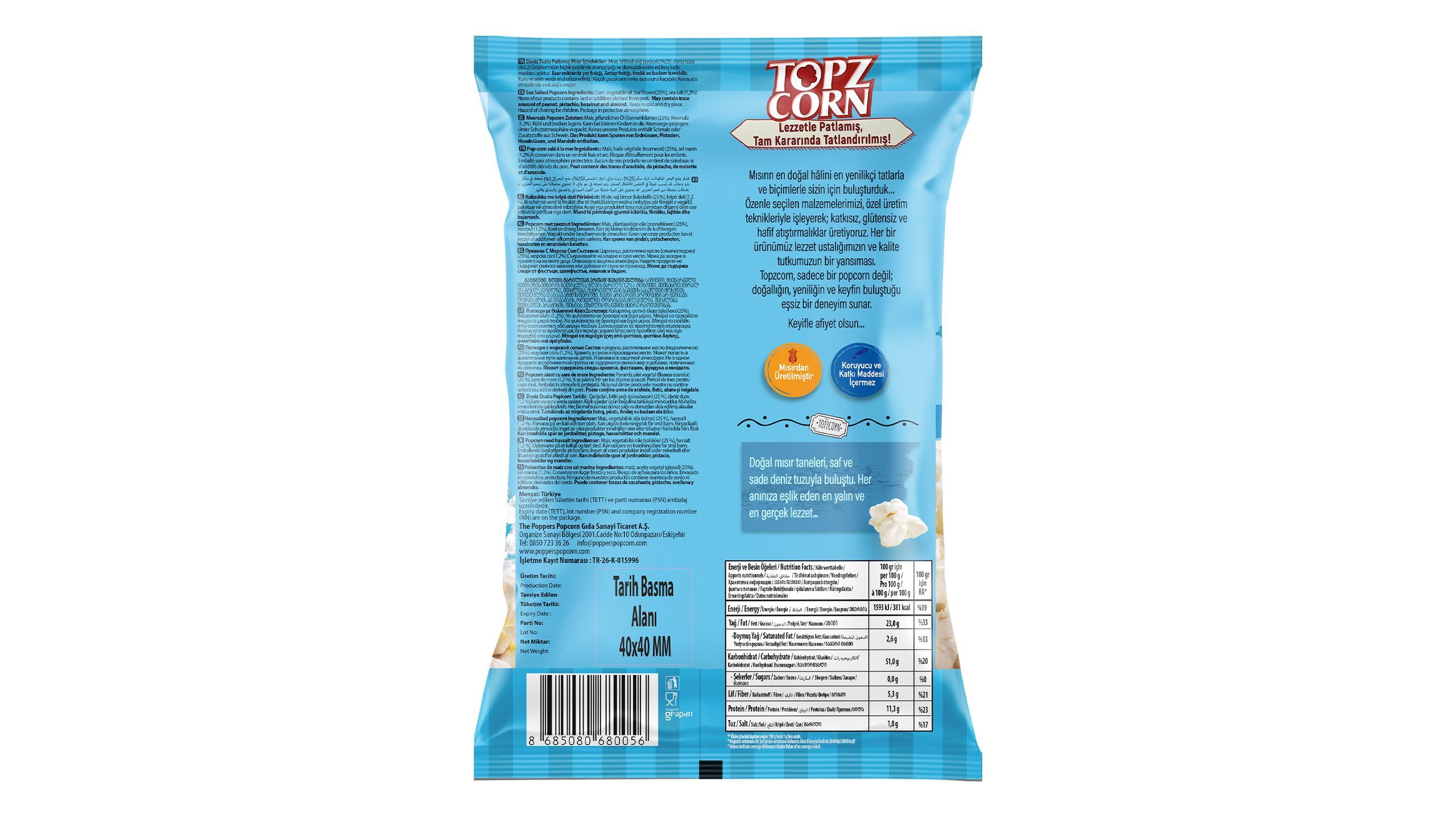 Topz Corn Sea Salt Popcorn 105 g - yemeksepeti.com