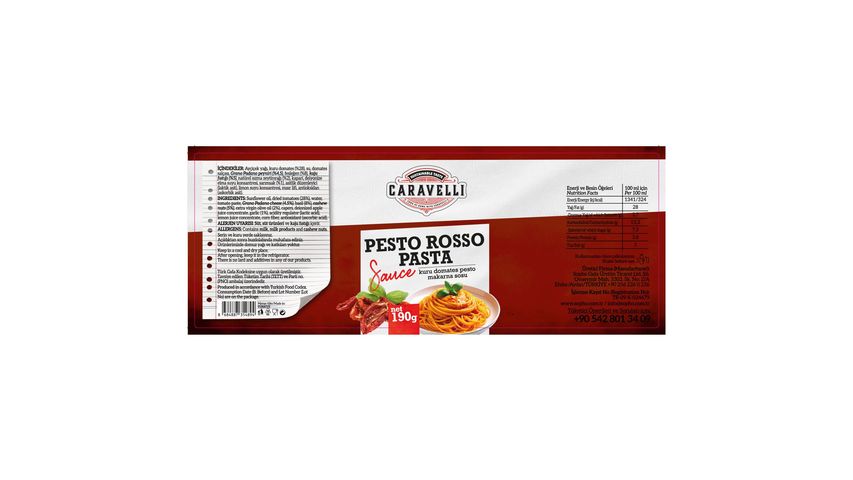 Caravelli Rosso Kuru Domates Pesto 190 g