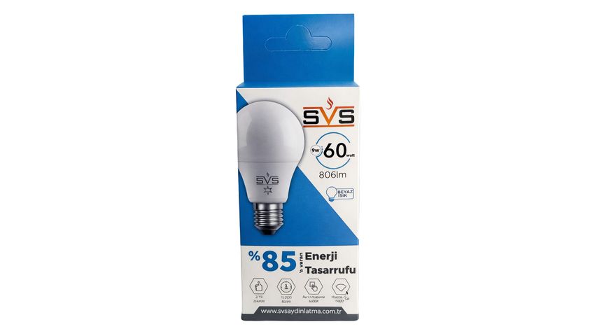 SVS Led Beyaz Ampul 9W 6500K