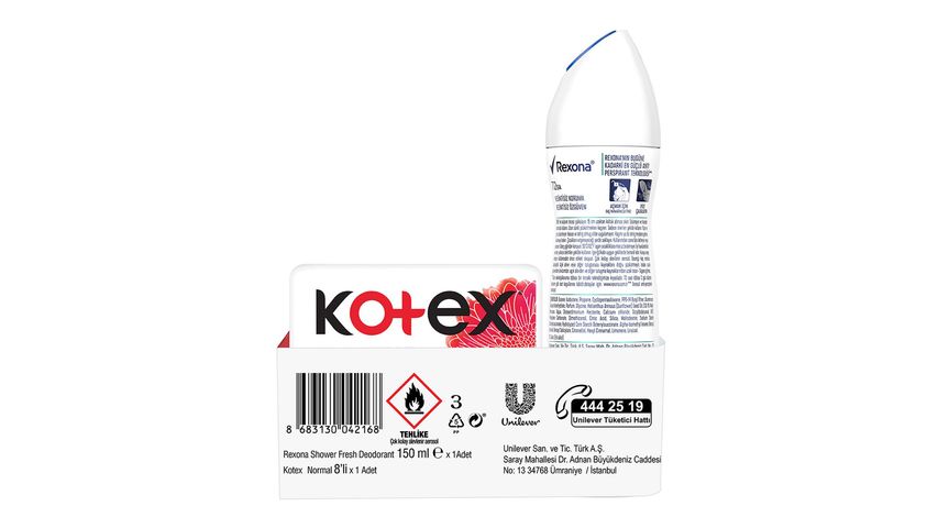 Rexona Shower Fresh Spray Deodorant 150 ml & Kotex Ultra Normal Value Pack