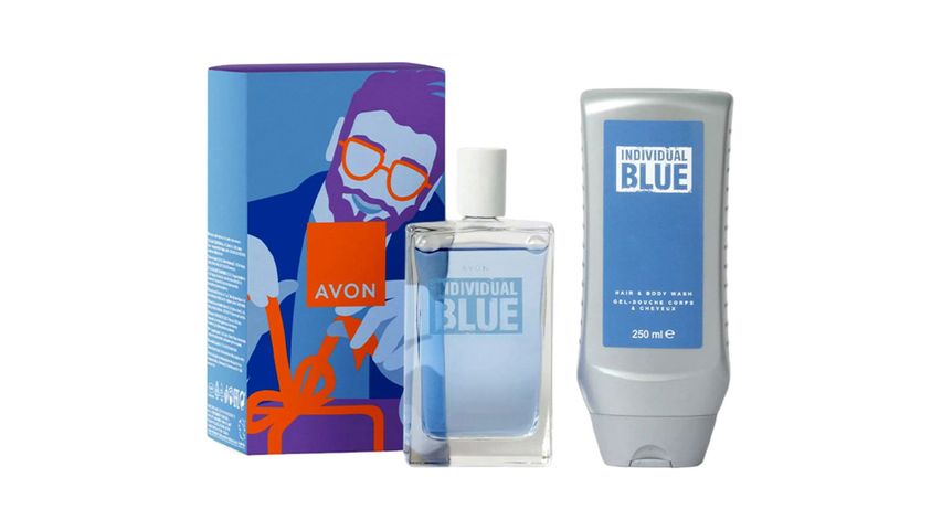 Avon Individual Blue Men’s Perfume Hair and Body Shampoo Gift Set