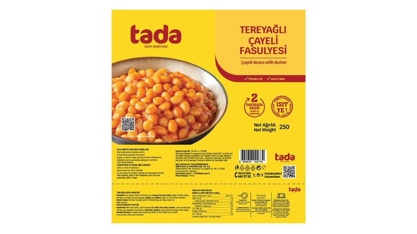 Tada Tereyağlı Çayeli Fasulyesi 250 g
