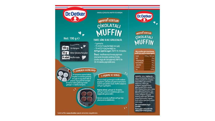 Dr.Oetker Airfryer Serisi Çikolatalı Muffin 190 g