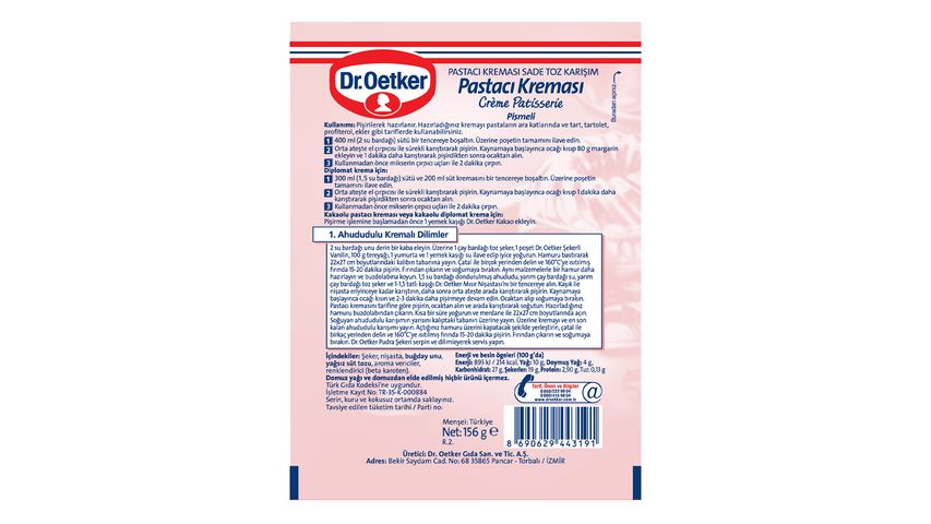 Dr.Oetker Pastacı Kreması Pişmeli Toz Karışım 156 g