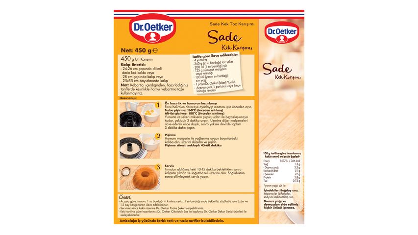 Dr.Oetker Sade Kek Karışımı 450 g