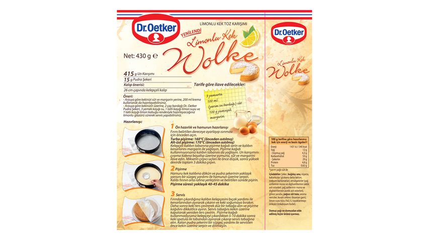 Dr. Oetker Wolke Lemon Cake Mix 430 g