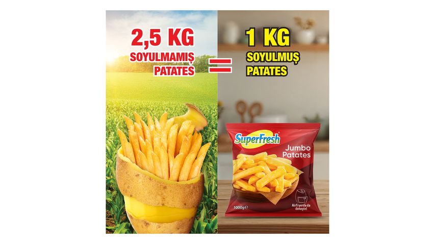 SuperFresh Dondurulmuş Jumbo Dilimlenmiş Parmak Patates 1 kg