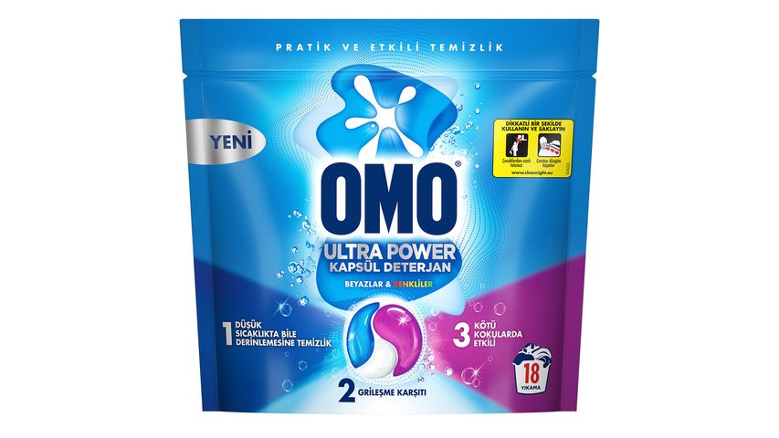 Omo Ultra Power Kapsül Deterjan 18 Kapsül