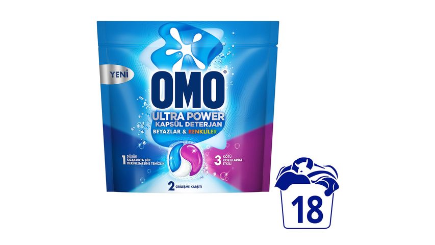 Omo Ultra Power Kapsül Deterjan 18 Kapsül