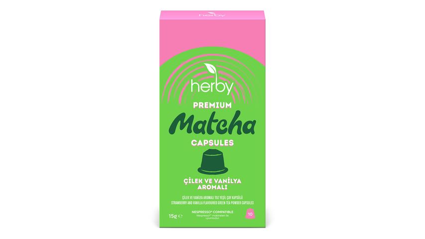 Herby Premium Matcha Strawberry & Vanilla Flavored Capsules 10 pcs