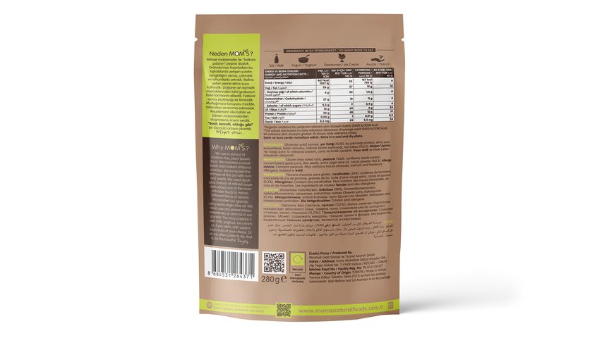 Mom’s Glutensiz Yüksek Proteinli Yer Fıstığı Granola 280 g
