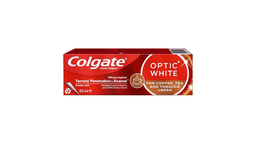 colgate optic white for coffee tea & tobacco users Colgate Optic White Whitening Toothpaste for Coffee, Tea and Tobacco Users  50 ml