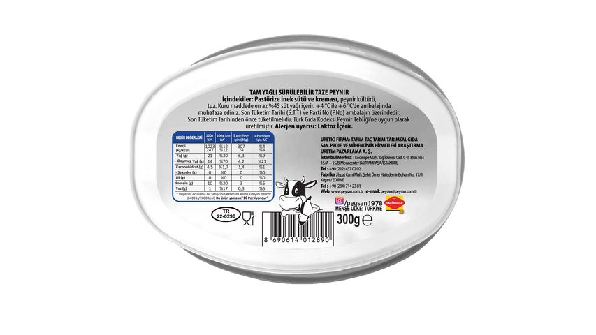 Peysan Tam Yağlı Sürülebilir Taze Peynir 300 g