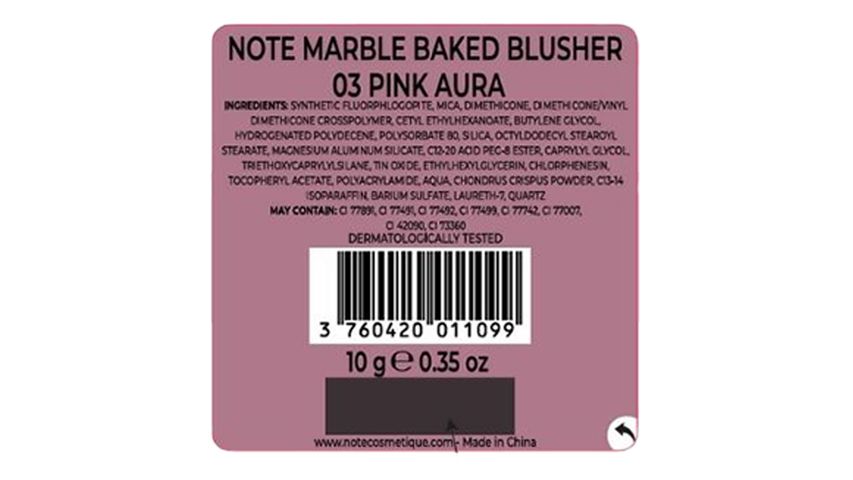 Note Marble Baked Blusher 03 Pink Aura