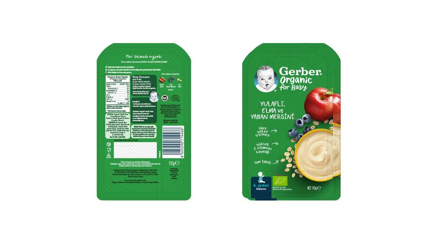 Gerber Organik Yulaflı Elma & Yaban Mersini Püresi 110 g