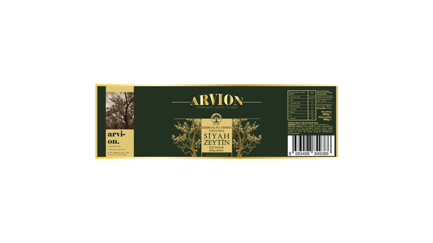 Arvion Kekikli Pul Biberli Yağlı Sele Siyah Zeytin 200 g