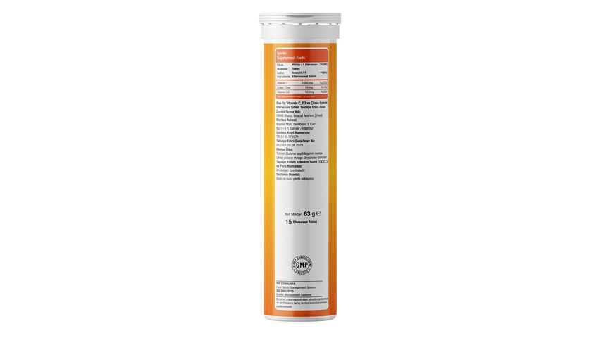 One Up Üçlü Etki C Vitamini & Çinko & D Vitamini Portakal 15 Efervesan Tablet