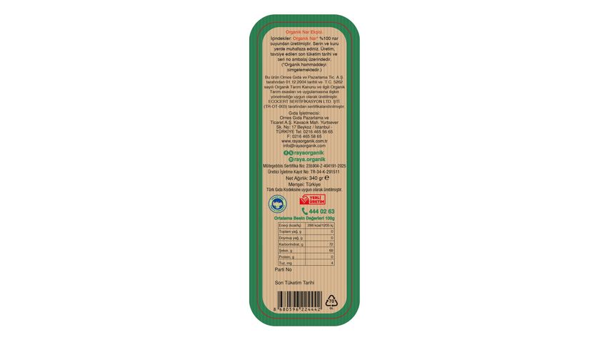 Raya Organik Nar Ekşisi 330 g