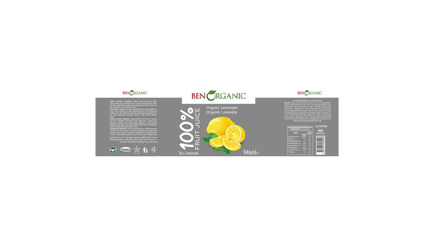 BenOrganic Organik Limonata 946 ml