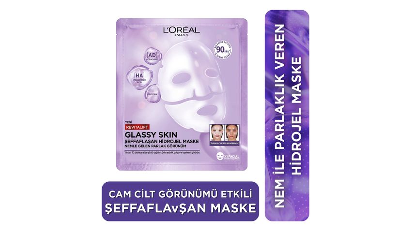 L'Oréal Paris Revitalift Glassy Skin Moisturizing and Radiance-Boosting Hydrogel Face Mask for a Glass Skin Effect