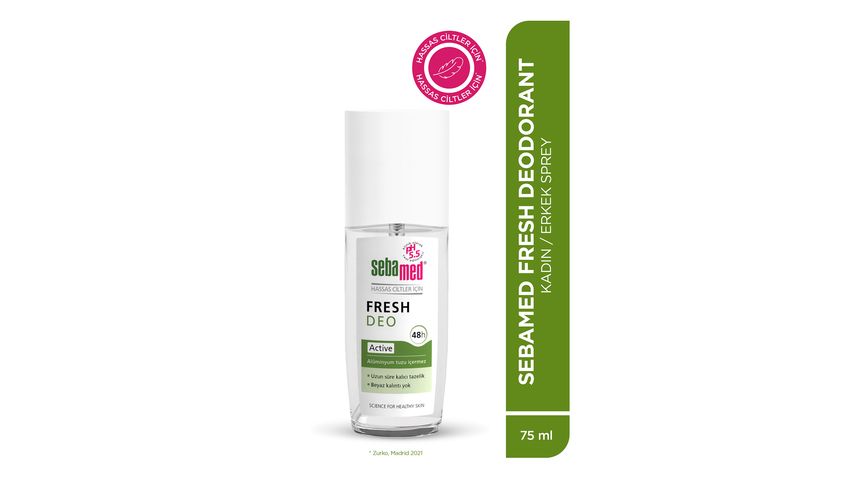 Sebamed Hassas Ciltlere Özel Aluminyumsuz 48 Saat Koruma Fresh Active Ferahlık Kadın & Erkek Sprey Deodorant 75 ml