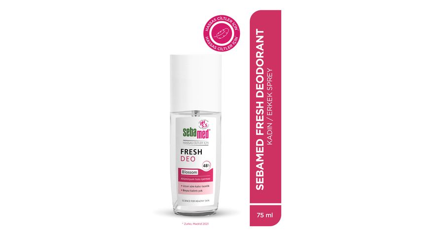 Sebamed Aluminum-Free 48-Hour Effective Fresh Blossom Spray Deodorant for Sensitive Skin (Women & Men) 75 ml