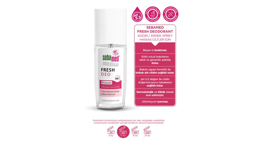 Sebamed Aluminum-Free 48-Hour Effective Fresh Blossom Spray Deodorant for Sensitive Skin (Women & Men) 75 ml