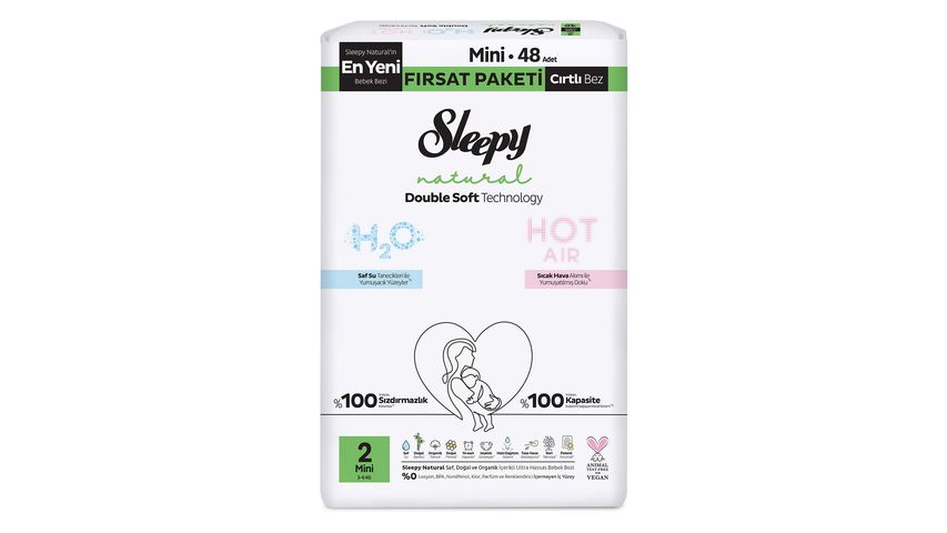 Sleepy Natural Double Soft Bebek Bezi Mini 48'li No:2