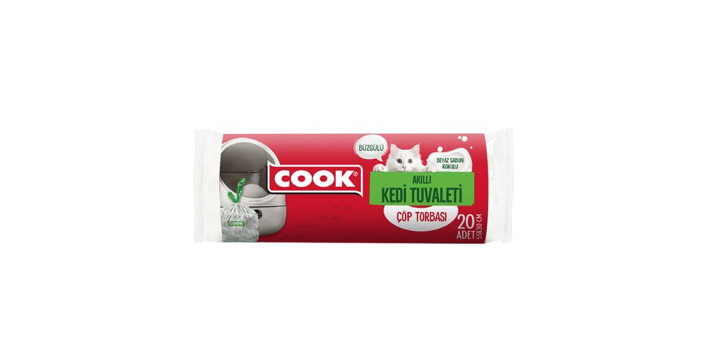 Cook Akıllı Kedi Tuvaleti Büzgülü Sabun Kokulu Çöp Torbası 20'lı