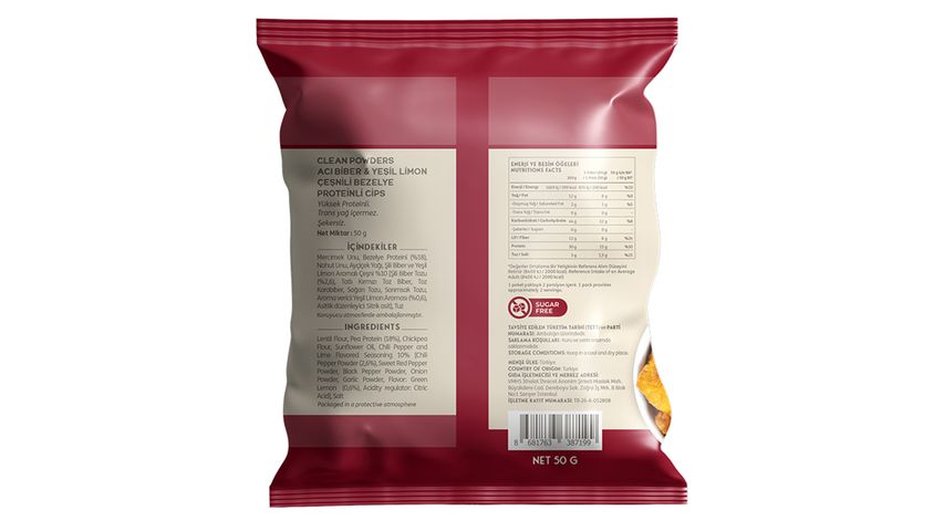 Clean Powders Chili & Lime Flavored Protein Chips 50 g