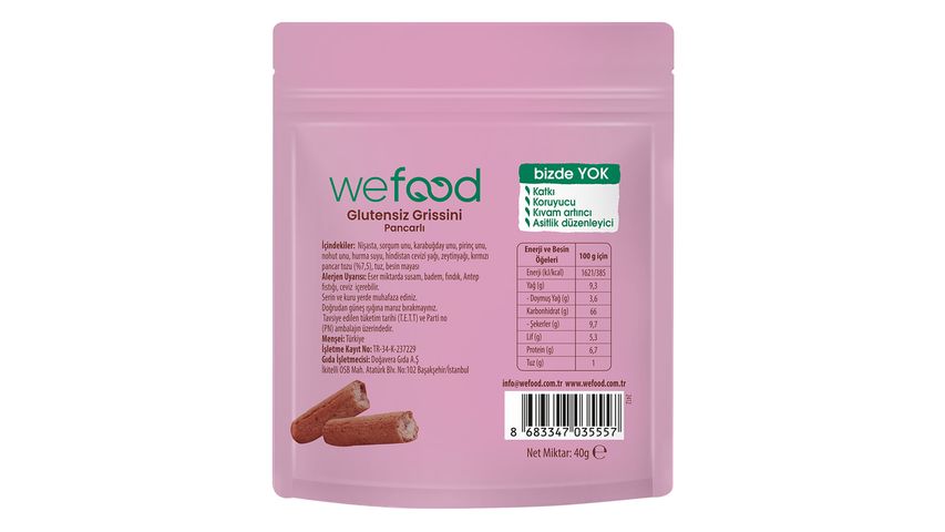Wefood Glutensiz Pancarlı Grissini 40 g