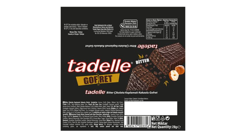 Tadelle Dark Chocolate Coated Cocoa Wafer 28 g