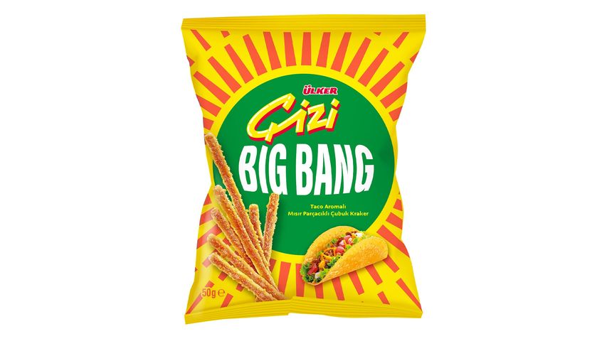 Ülker Çizi Big Bang Taco Flavoured Corn Stick Crackers 50 g