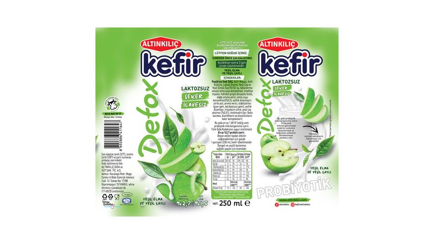 Altınkılıç Green Tea & Apple Lactose-Free Detox Kefir 250 ml