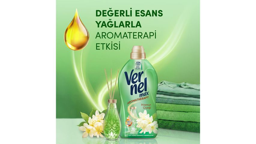 Vernel Max Konsantre Sıvı Çamaşır Yumuşatıcısı Aromatherapy Ihlamur Çiçeği 1440 ml