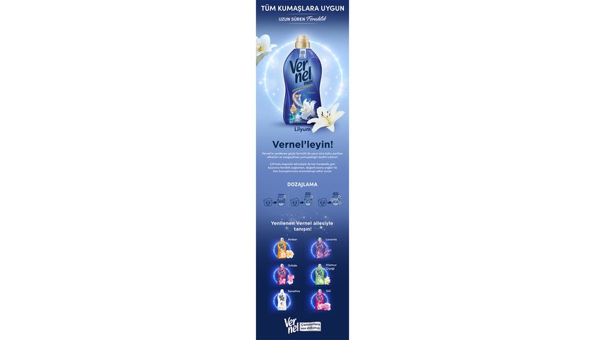 Vernel Max Konsantre Sıvı Çamaşır Yumuşatıcısı Aromatherapy Lilyum 1440 ml