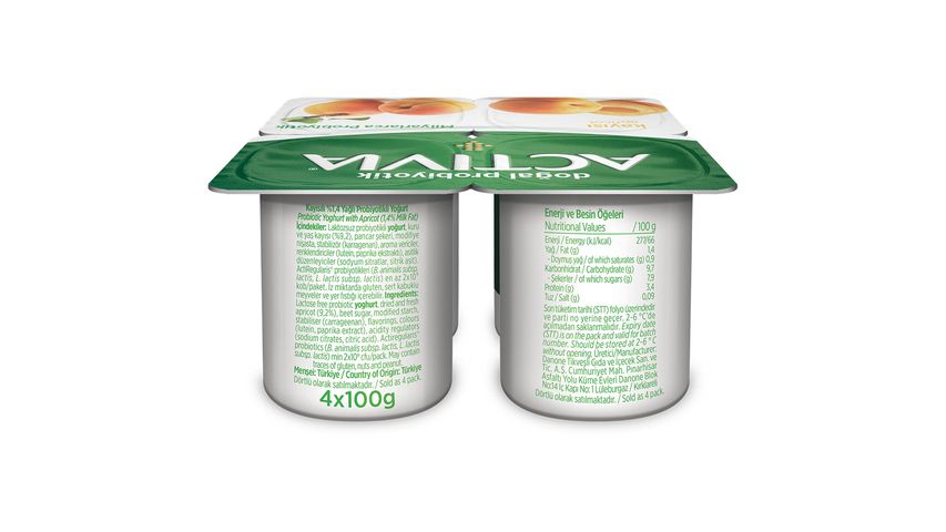 Activia Probiyotik Kuru Kayısı Yoğurt 4 x 100 g