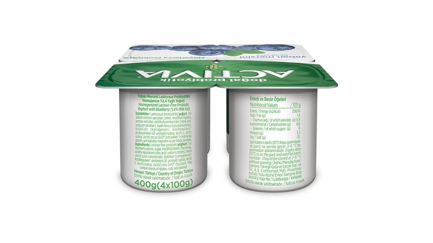 Danone Activia Probiotic Blueberry Yogurt 4 x 100 g