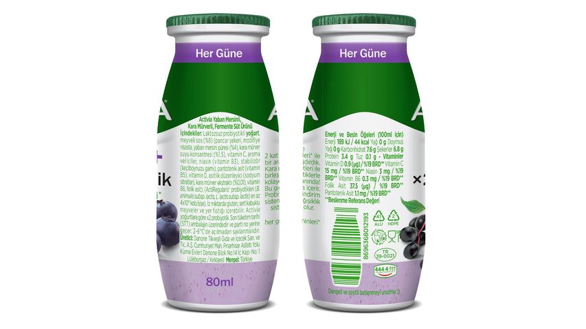 Activia Shot+ Kara Mürver ve Yaban Mersini 80 ml