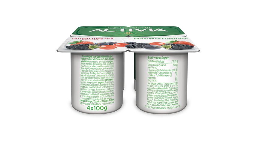 Activia Probiyotik Orman Meyve Yoğurt 4 x 100 g