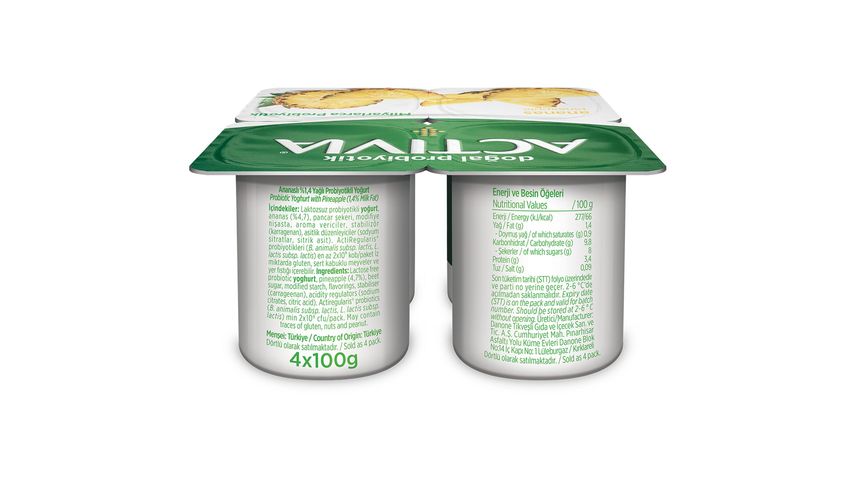 Activia Probiyotik Ananaslı Yoğurt 4 x 100 g